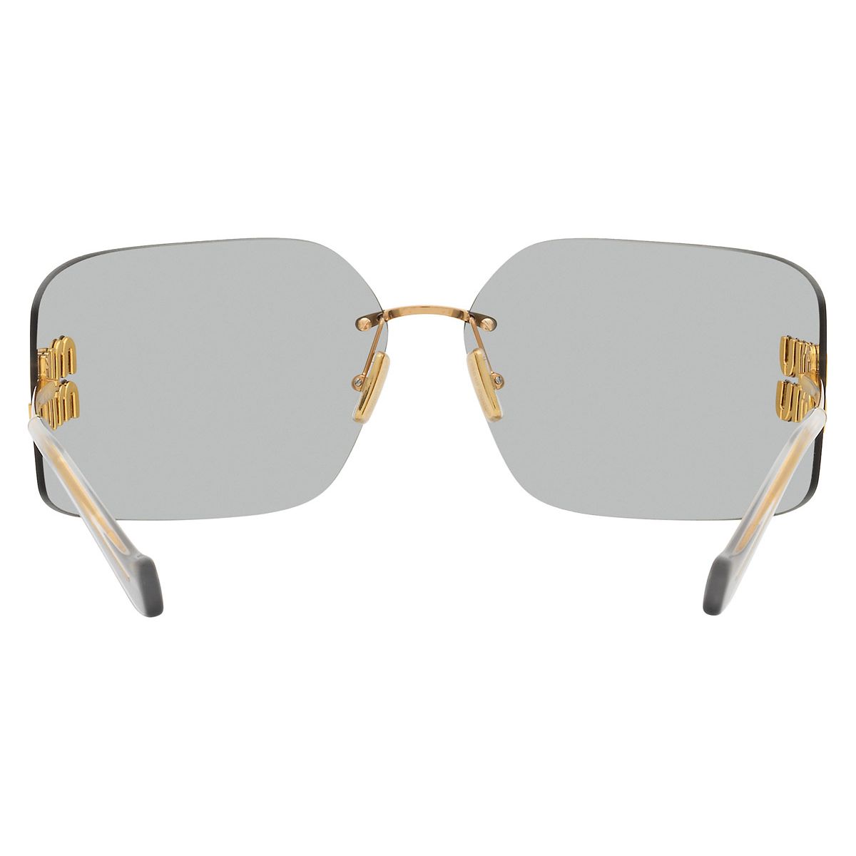 Óculos de Sol MIU MIU MU 54YS 5AK30B Feminino Sem Aro Lente Cinza e Detalhes Dourados