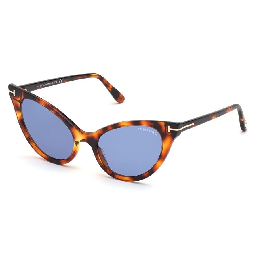 Óculos de Sol Tom Ford FT0820 55V Evelyn - 02 Feminino Acetato Tartaruga Lentes Azuis UV400 - Ótica Talismã