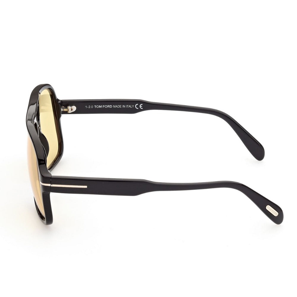 Óculos de Sol Tom Ford FT0884 01E Falconer-02 Masculino Preto e Lentes Amarelas