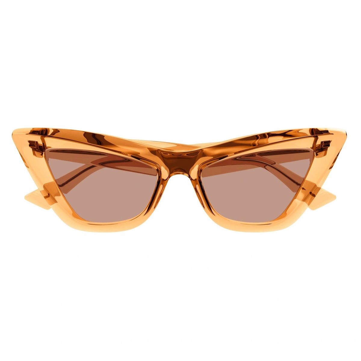 Óculos de Sol Bottega Veneta BV1101S 011 Feminino Laranja Transparente Estilo Gatinho