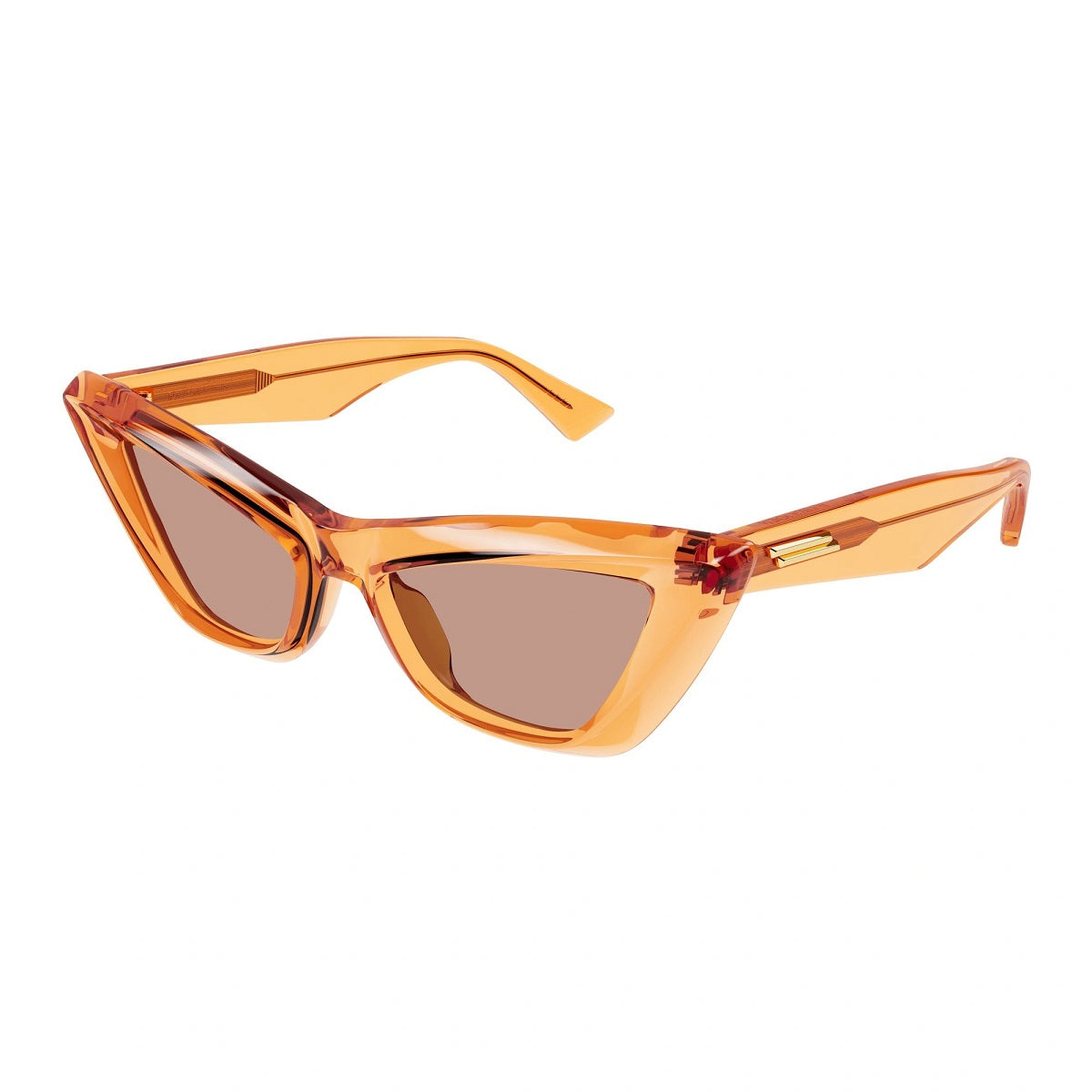 Óculos de Sol Bottega Veneta BV1101S 011 Feminino Laranja Transparente Estilo Gatinho