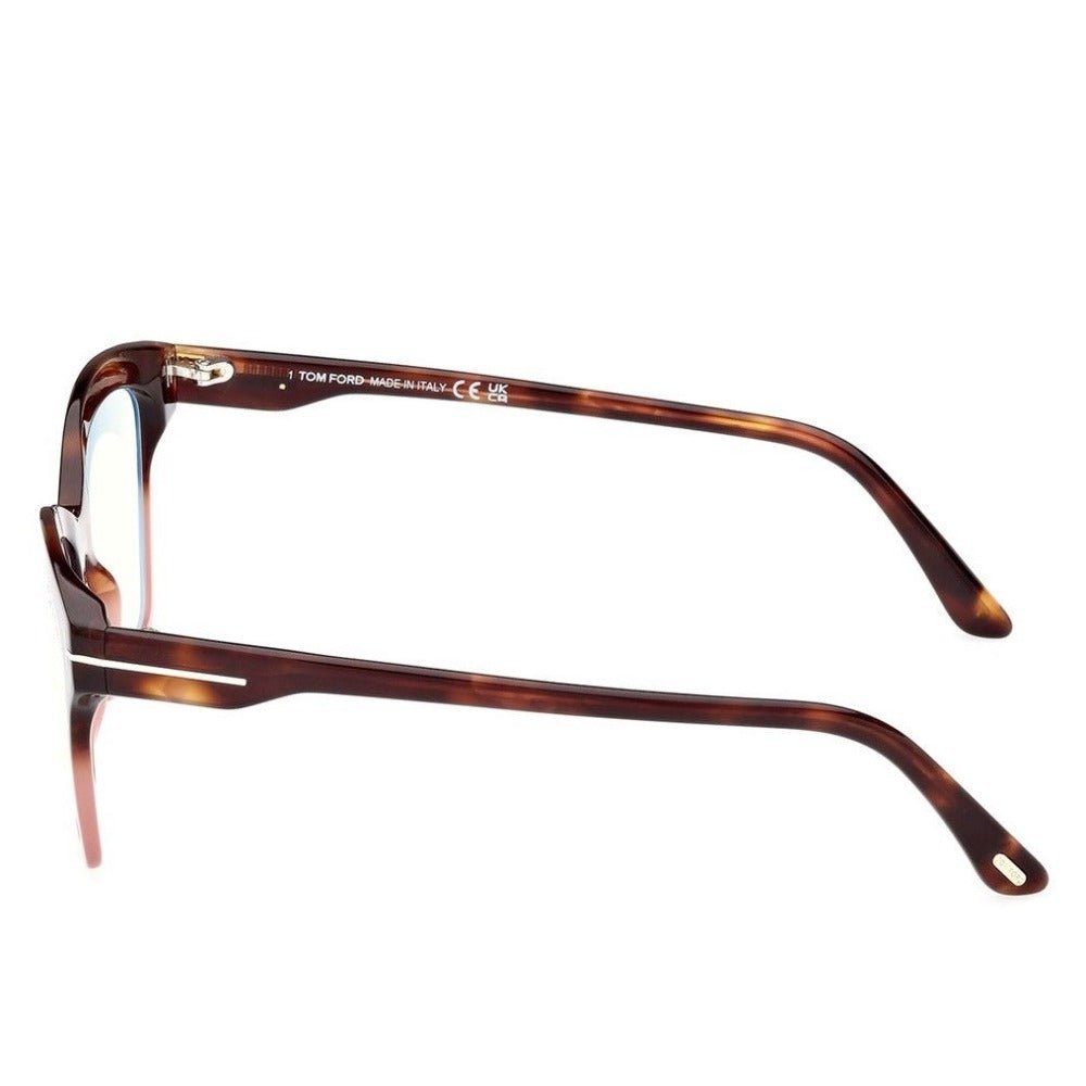 Óculos de Grau Tom Ford FT5965 - B 055 53 Feminino Acetato Marrom Degradê - Ótica Talismã