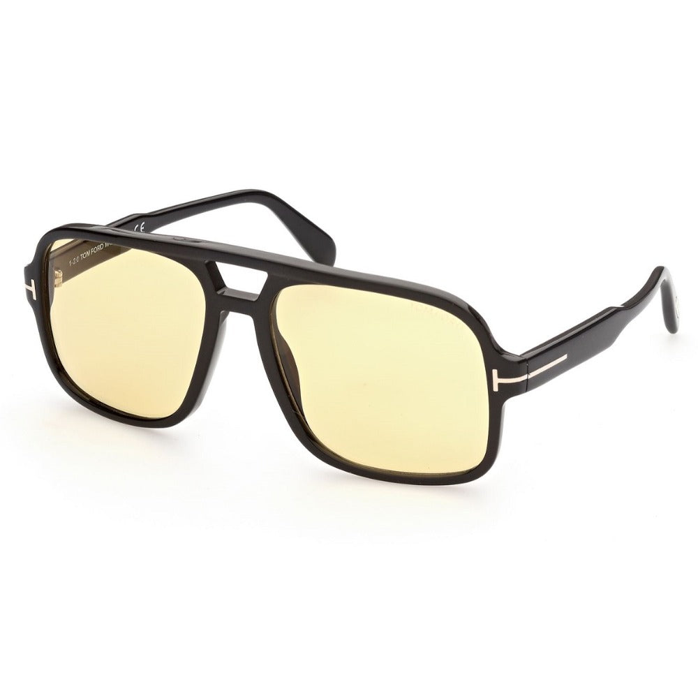 Óculos de Sol Tom Ford FT0884 01E Falconer-02 Masculino Preto e Lentes Amarelas